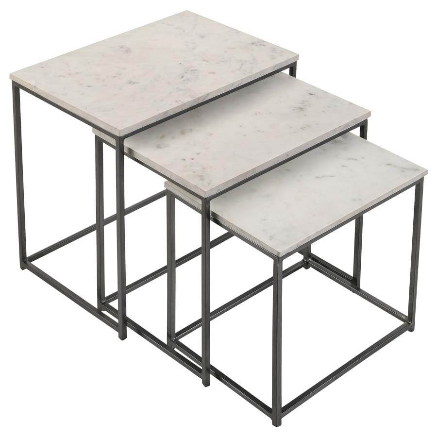 Caine 3-piece Nesting Table with Marble Top