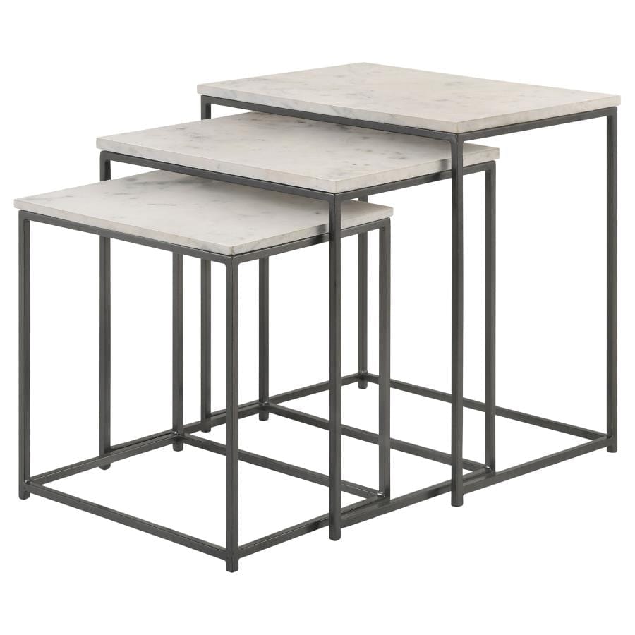 Caine 3-piece Nesting Table with Marble Top