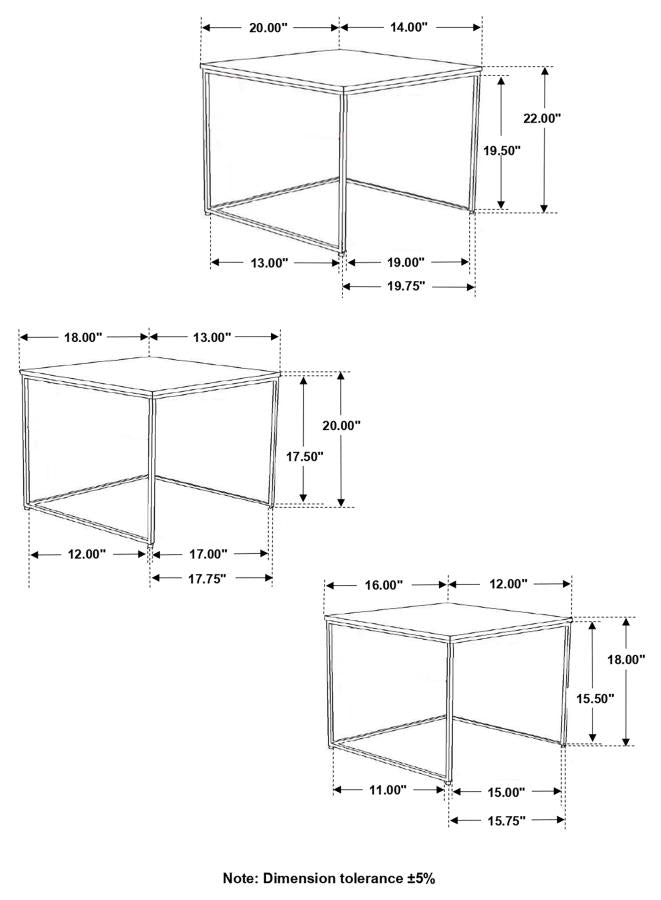 Caine 3-piece Nesting Table with Marble Top