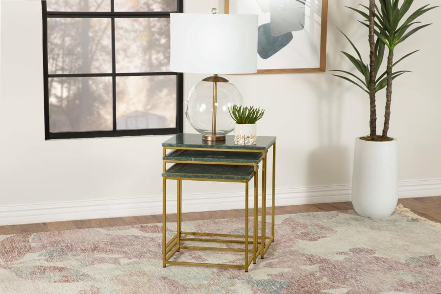 Caine 3-piece Nesting Table with Marble Top