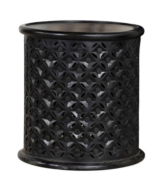 Krish 18-inch Round Accent Table Black Stain