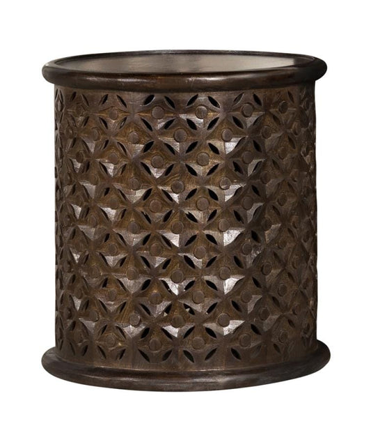 Krish 18-inch Round Accent Table Dark Brown