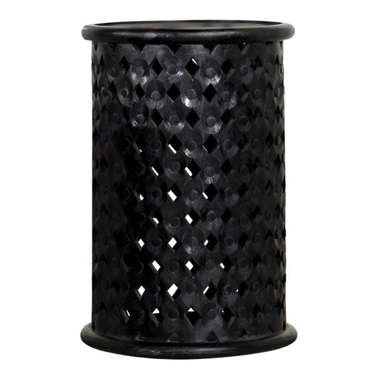 Krish 24-inch Round Accent Table Black Stain