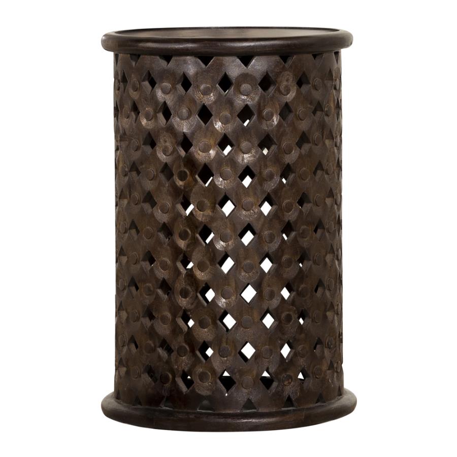 Krish 24-inch Round Accent Table Dark Brown