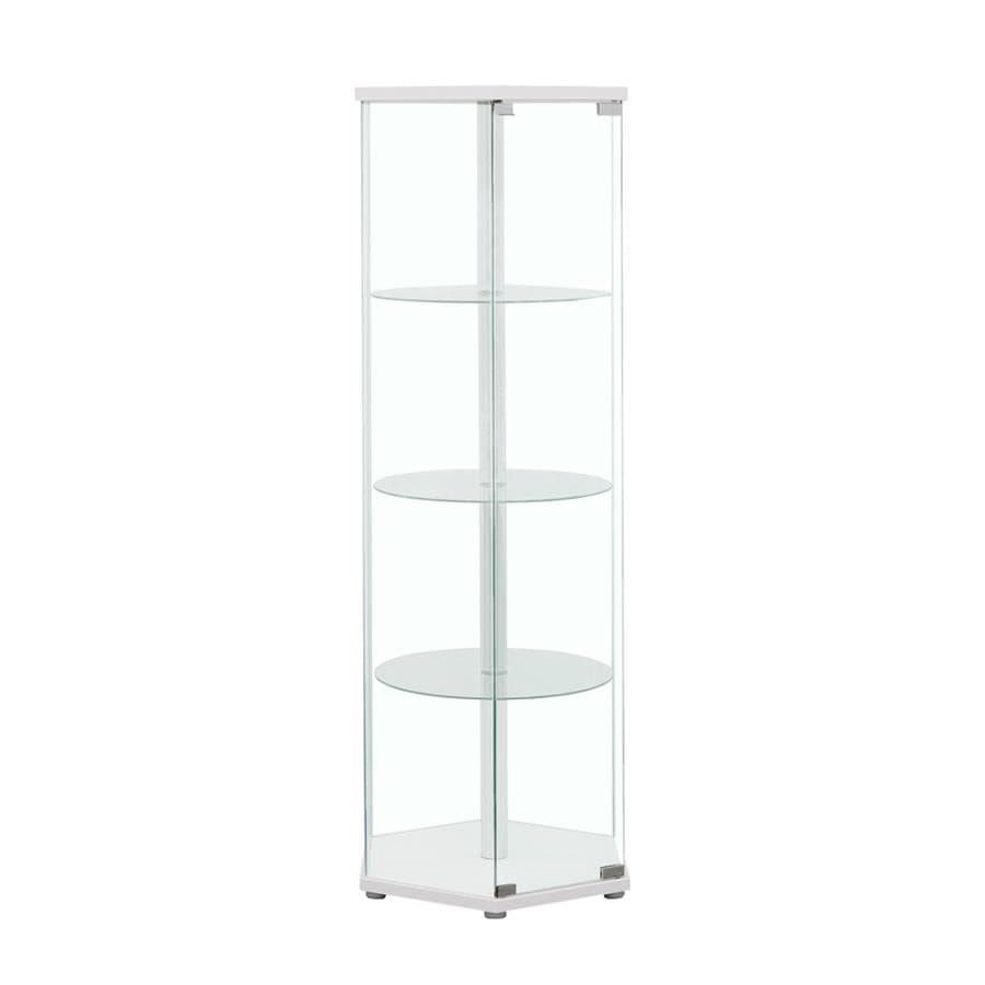 Zahavah 4-shelf Hexagon Shaped Curio Cabinet White and Clear