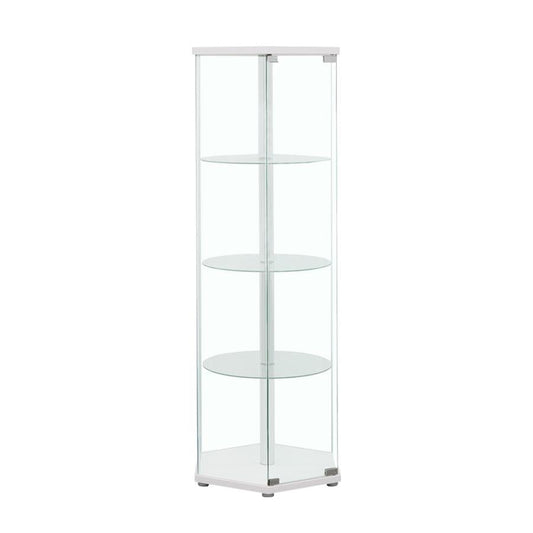 Zahavah 4-shelf Hexagon Shaped Curio Cabinet White and Clear