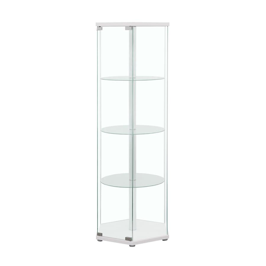 Zahavah 4-shelf Hexagon Shaped Curio Cabinet White and Clear