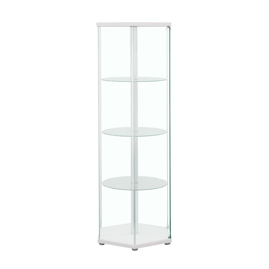 Zahavah 4-shelf Hexagon Shaped Curio Cabinet White and Clear