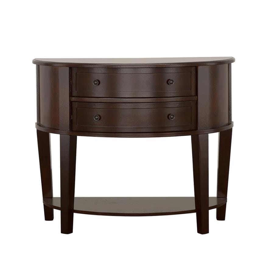 Diane 2-drawer Demilune Shape Console Table Cappuccino