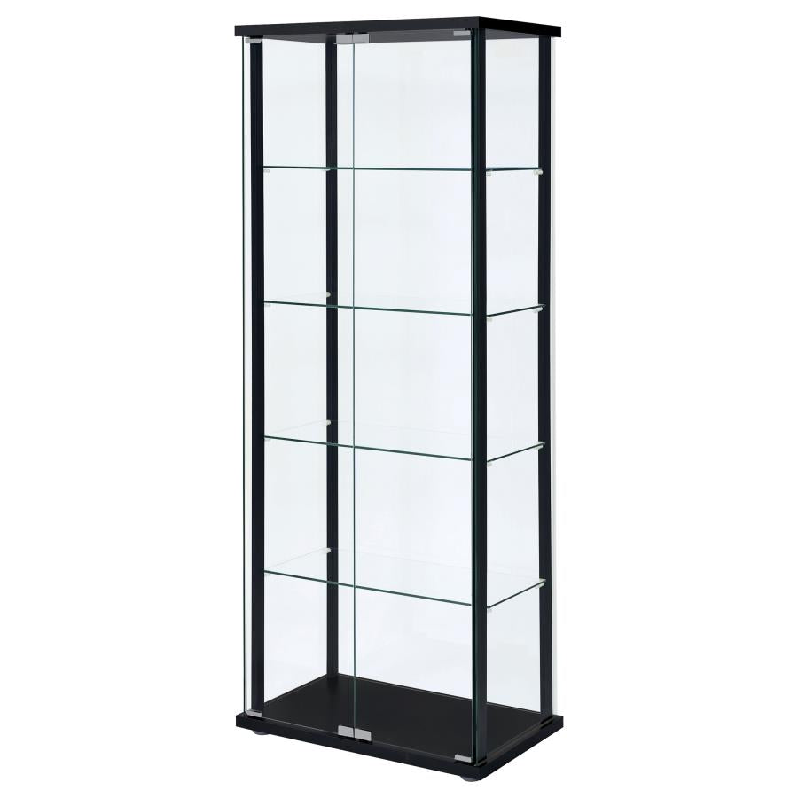 Delphinium 5-shelf Glass Curio Cabinet Black and Clear