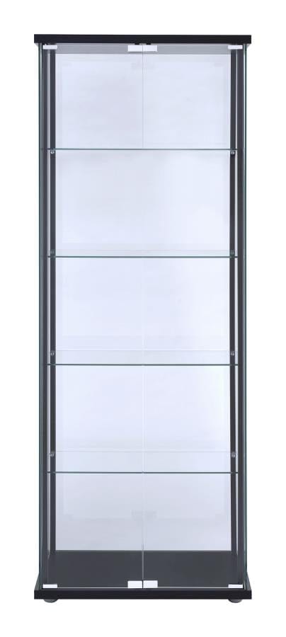 Delphinium 5-shelf Glass Curio Cabinet Black and Clear