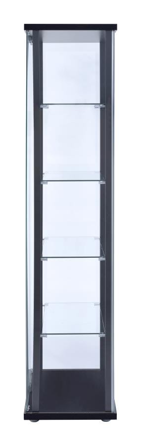 Delphinium 5-shelf Glass Curio Cabinet Black and Clear