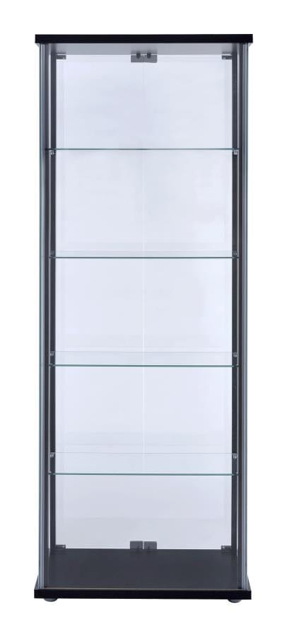 Delphinium 5-shelf Glass Curio Cabinet Black and Clear