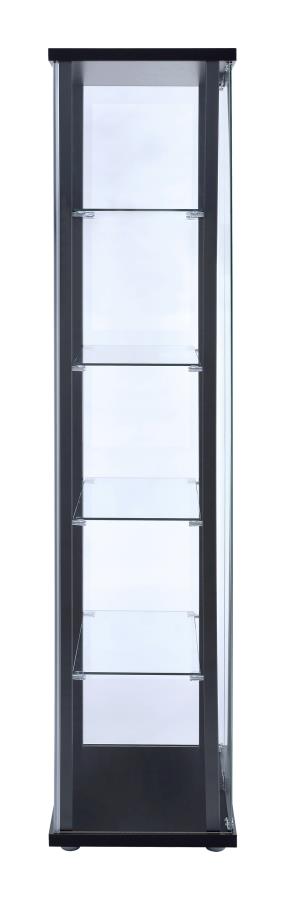 Delphinium 5-shelf Glass Curio Cabinet Black and Clear