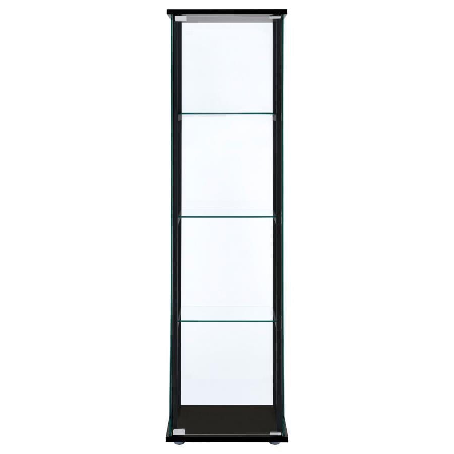 Cyclamen 4-shelf Glass Curio Cabinet Black and Clear