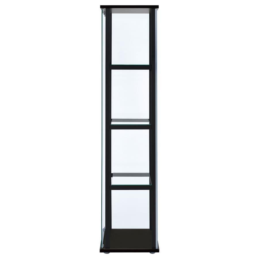 Cyclamen 4-shelf Glass Curio Cabinet Black and Clear