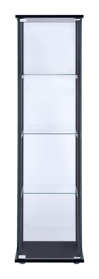 Cyclamen 4-shelf Glass Curio Cabinet Black and Clear