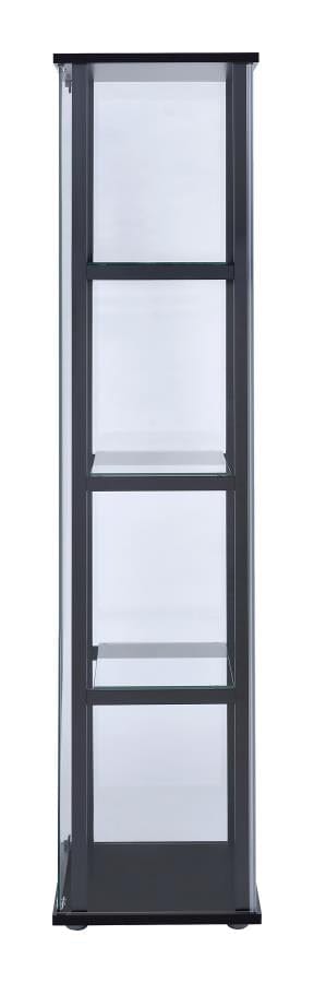 Cyclamen 4-shelf Glass Curio Cabinet Black and Clear