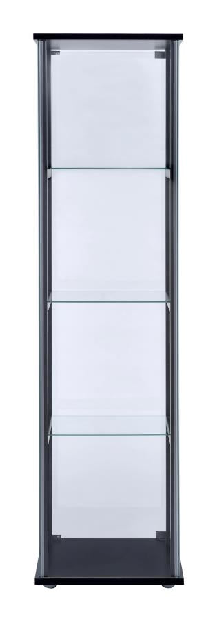 Cyclamen 4-shelf Glass Curio Cabinet Black and Clear