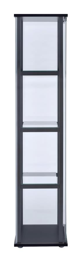 Cyclamen 4-shelf Glass Curio Cabinet Black and Clear