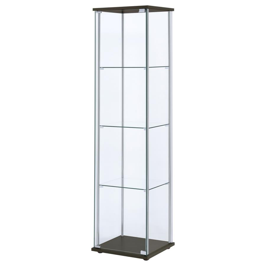 Bellatrix Rectangular 4-shelf Curio Cabinet Cappuccino and Clear