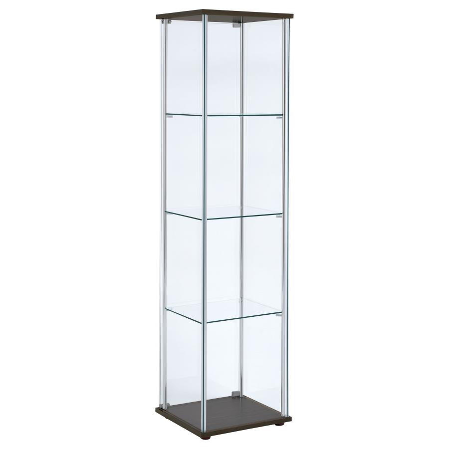 Bellatrix Rectangular 4-shelf Curio Cabinet Cappuccino and Clear