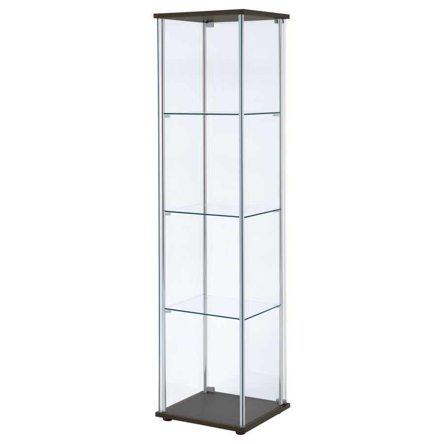 Bellatrix Rectangular 4-shelf Curio Cabinet Cappuccino and Clear