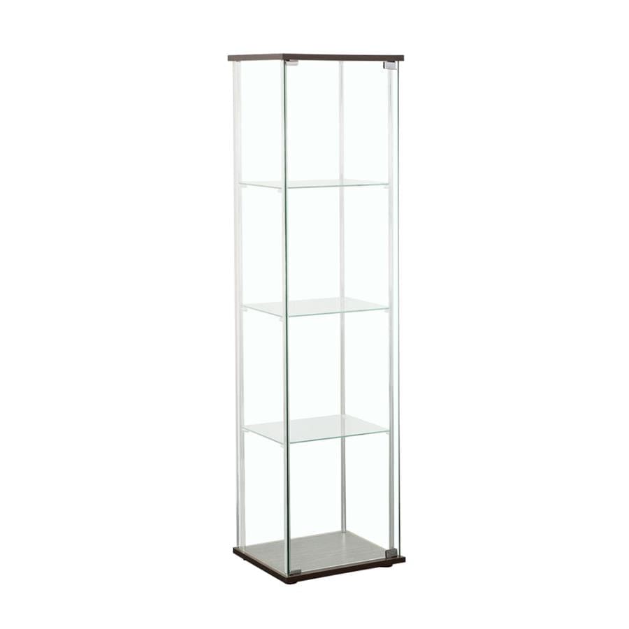 Bellatrix Rectangular 4-shelf Curio Cabinet Cappuccino and Clear