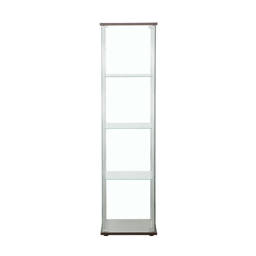 Bellatrix Rectangular 4-shelf Curio Cabinet Cappuccino and Clear