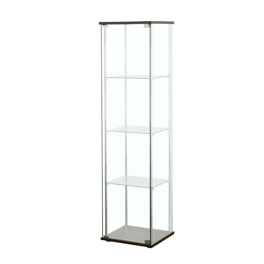 Bellatrix Rectangular 4-shelf Curio Cabinet Cappuccino and Clear