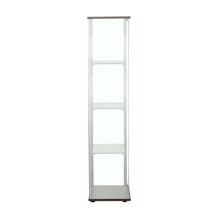 Bellatrix Rectangular 4-shelf Curio Cabinet Cappuccino and Clear