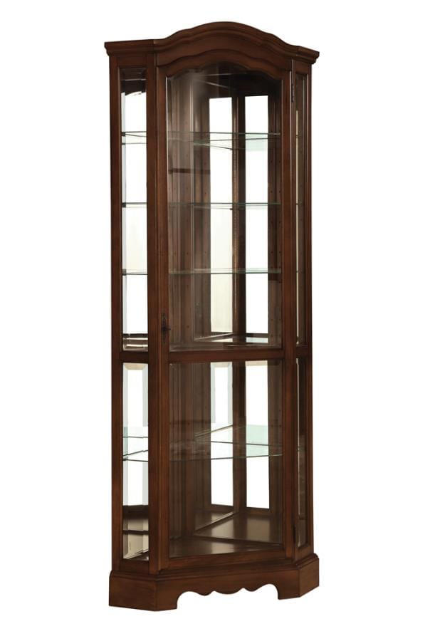 Catalina 6-shelf Corner Curio Cabinet Burnished Brown