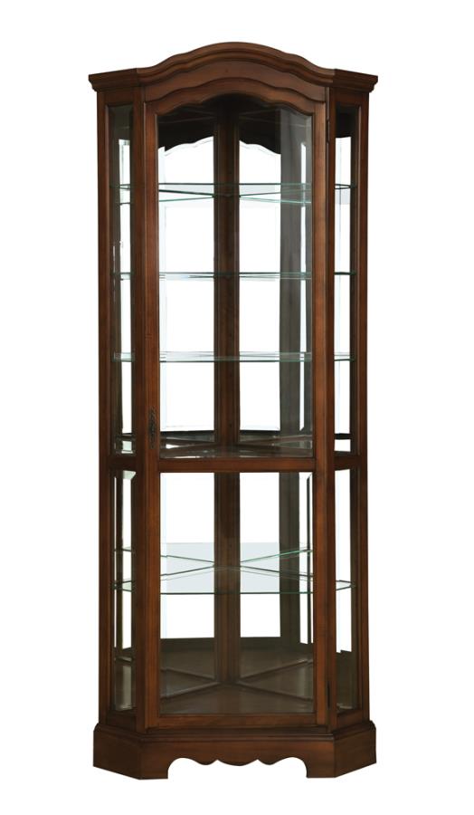 Catalina 6-shelf Corner Curio Cabinet Burnished Brown