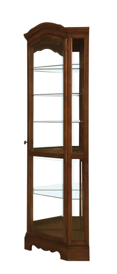 Catalina 6-shelf Corner Curio Cabinet Burnished Brown