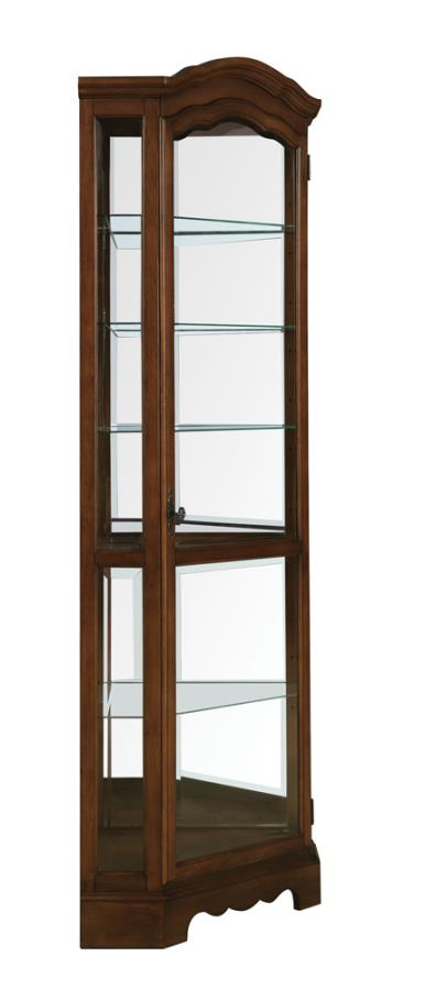 Catalina 6-shelf Corner Curio Cabinet Burnished Brown