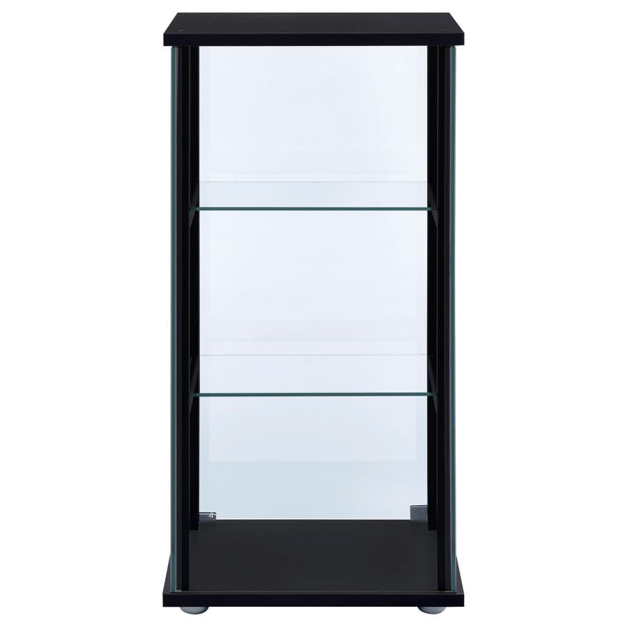 Cyclamen 3-shelf Glass Curio Cabinet Black and Clear