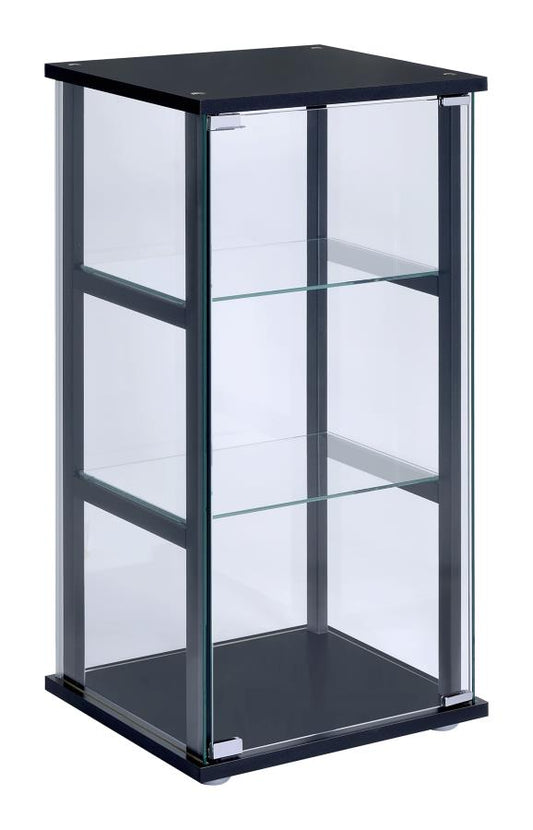 Cyclamen 3-shelf Glass Curio Cabinet Black and Clear