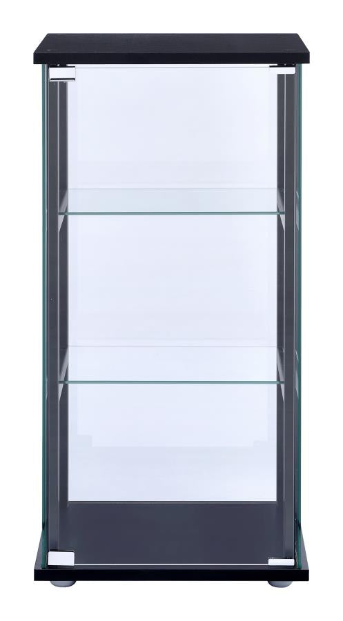 Cyclamen 3-shelf Glass Curio Cabinet Black and Clear