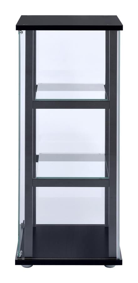 Cyclamen 3-shelf Glass Curio Cabinet Black and Clear