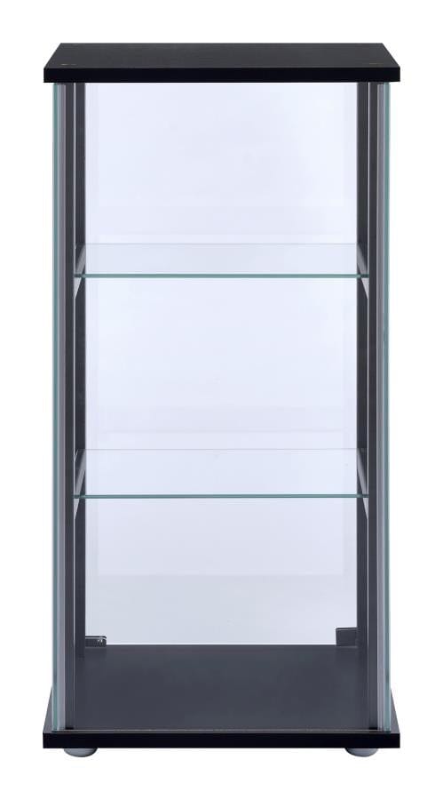 Cyclamen 3-shelf Glass Curio Cabinet Black and Clear