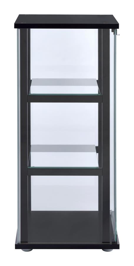 Cyclamen 3-shelf Glass Curio Cabinet Black and Clear