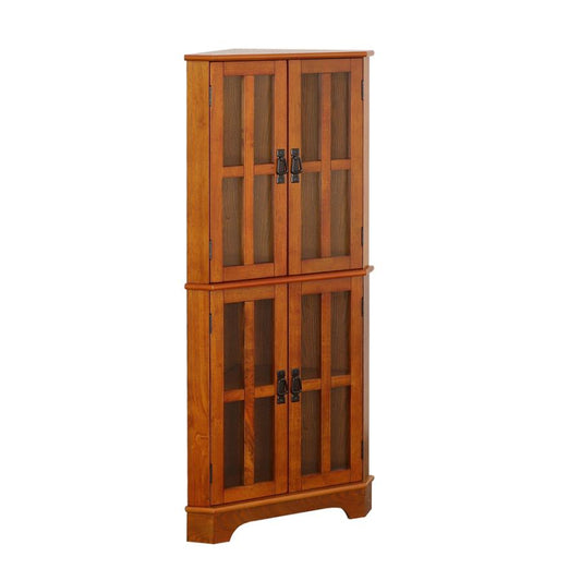 Coreosis 4-shelf Corner Curio Cabinet Golden Brown