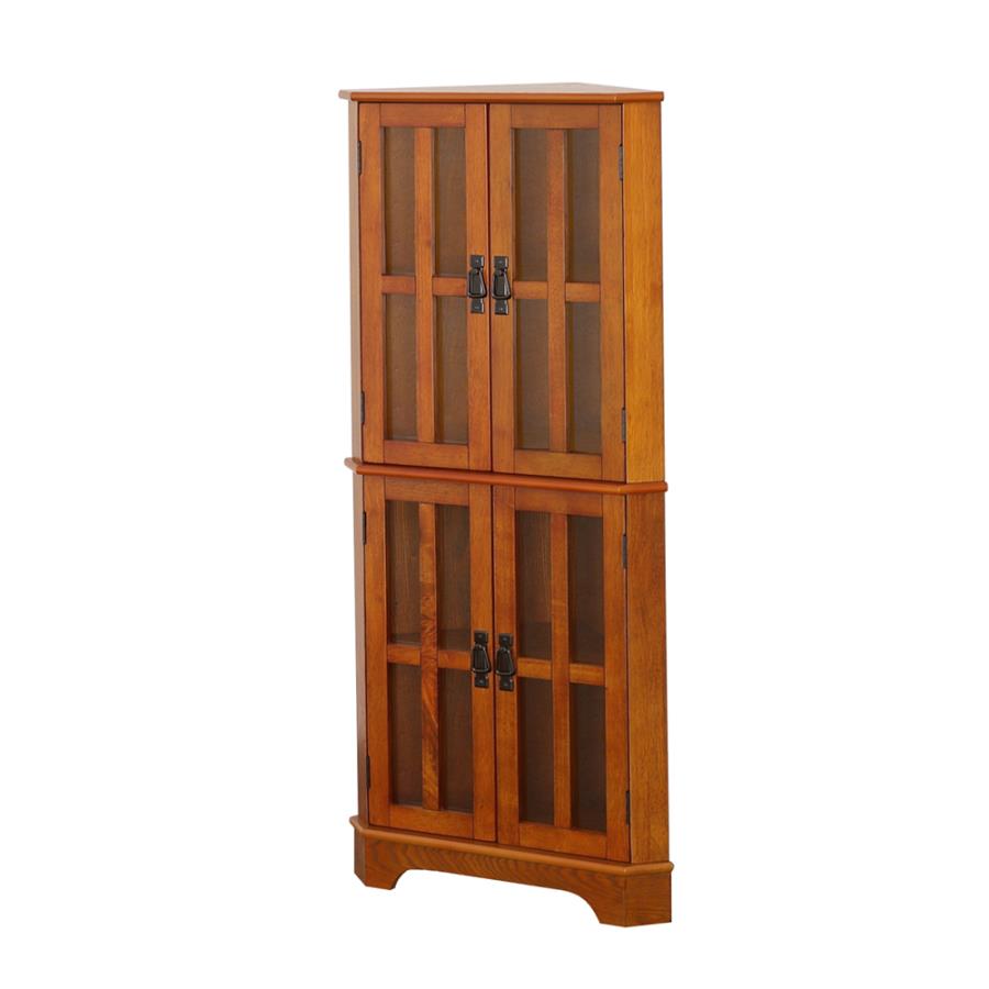 Coreosis 4-shelf Corner Curio Cabinet Golden Brown