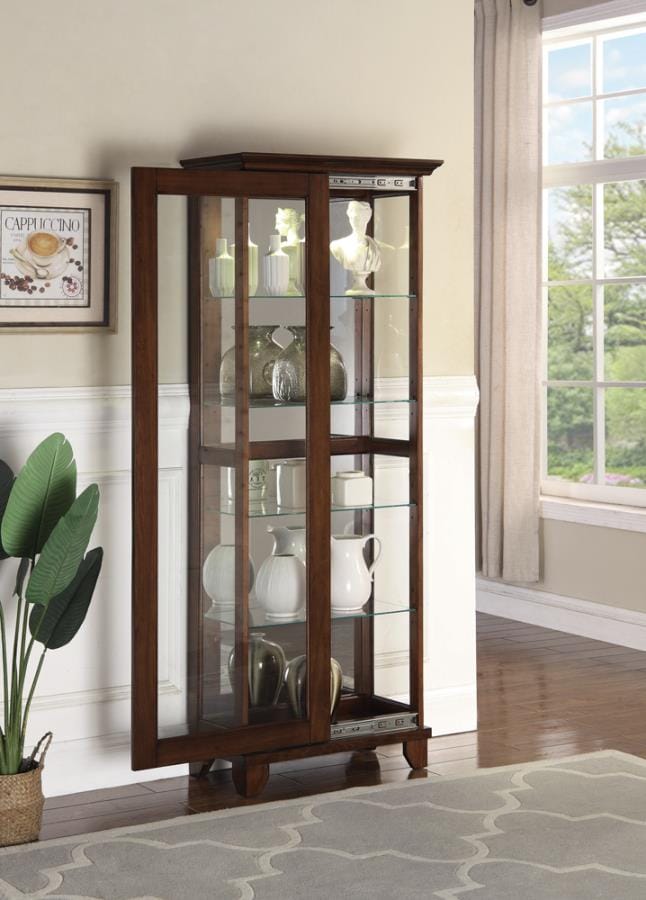 5-shelf Curio Cabinet Chestnut and Clear