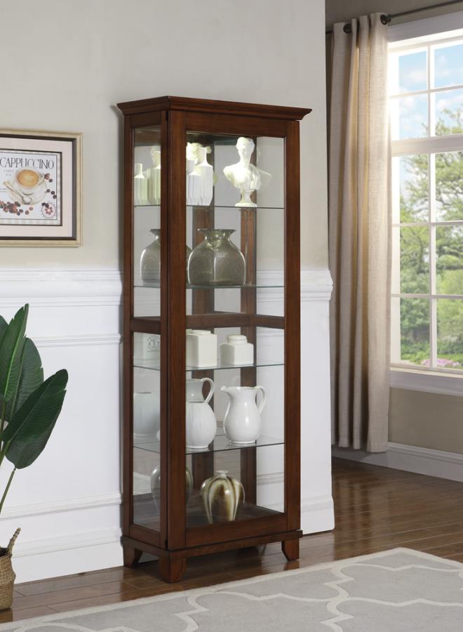 5-shelf Curio Cabinet Chestnut and Clear