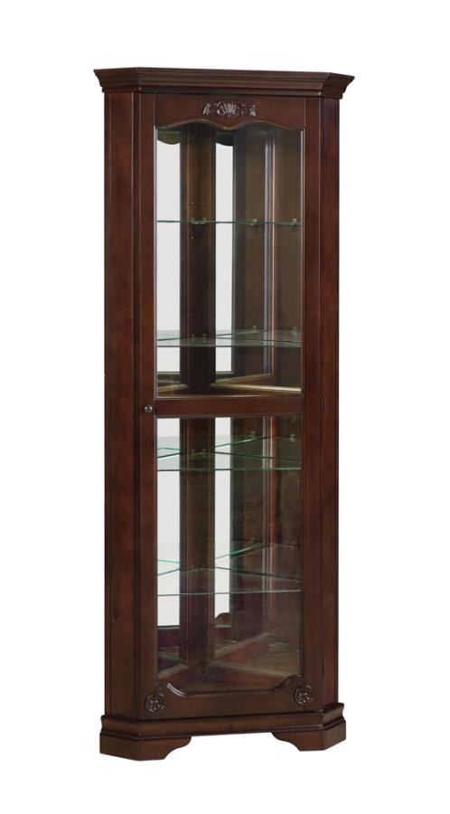 5-shelf Corner Curio Cabinet Golden Brown