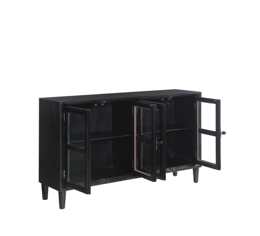 Mapleton 4-door Accent Cabinet Black