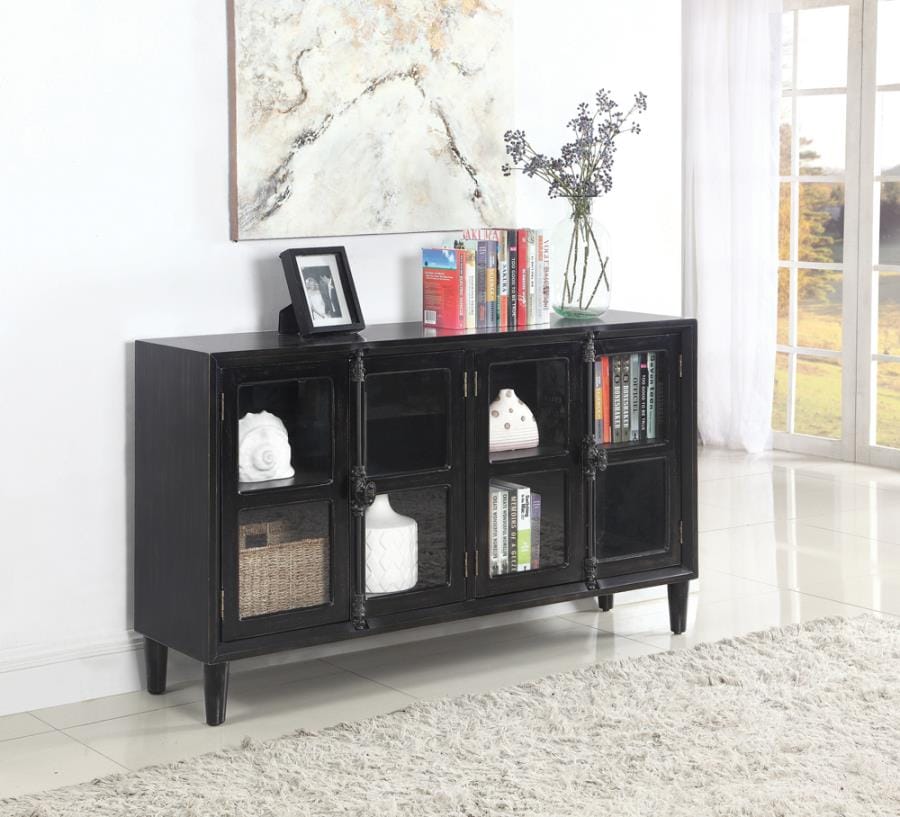 Mapleton 4-door Accent Cabinet Black