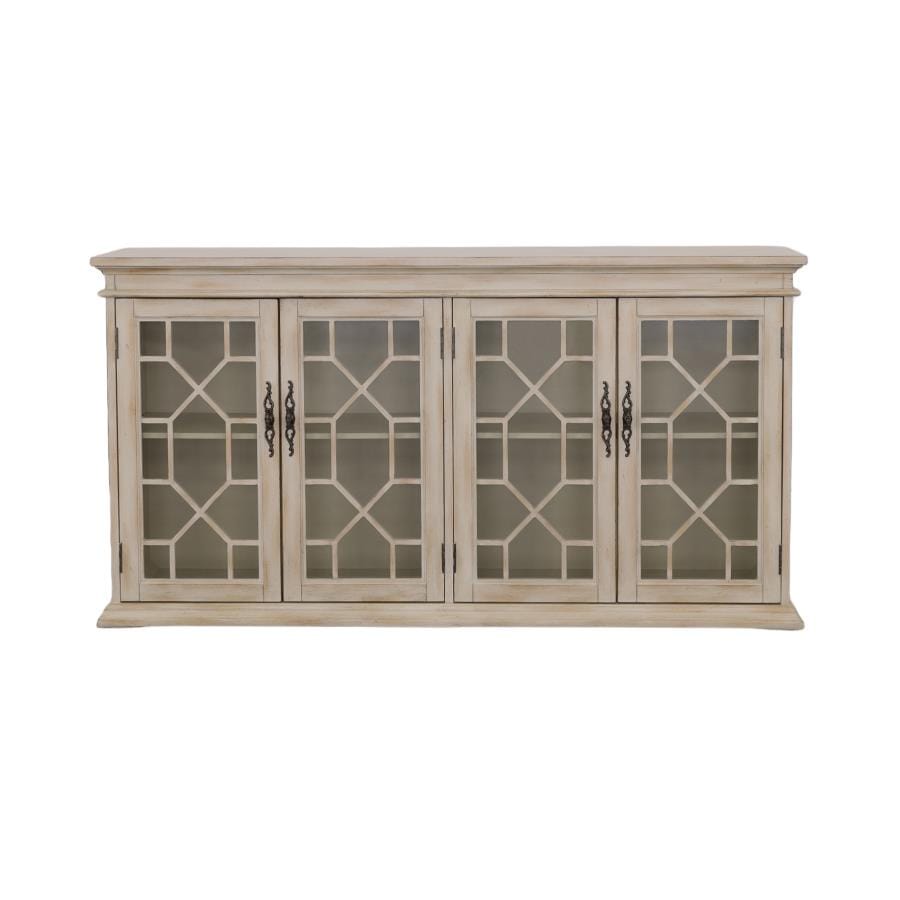 Kiara Glass Door Accent Cabinet Light Honey