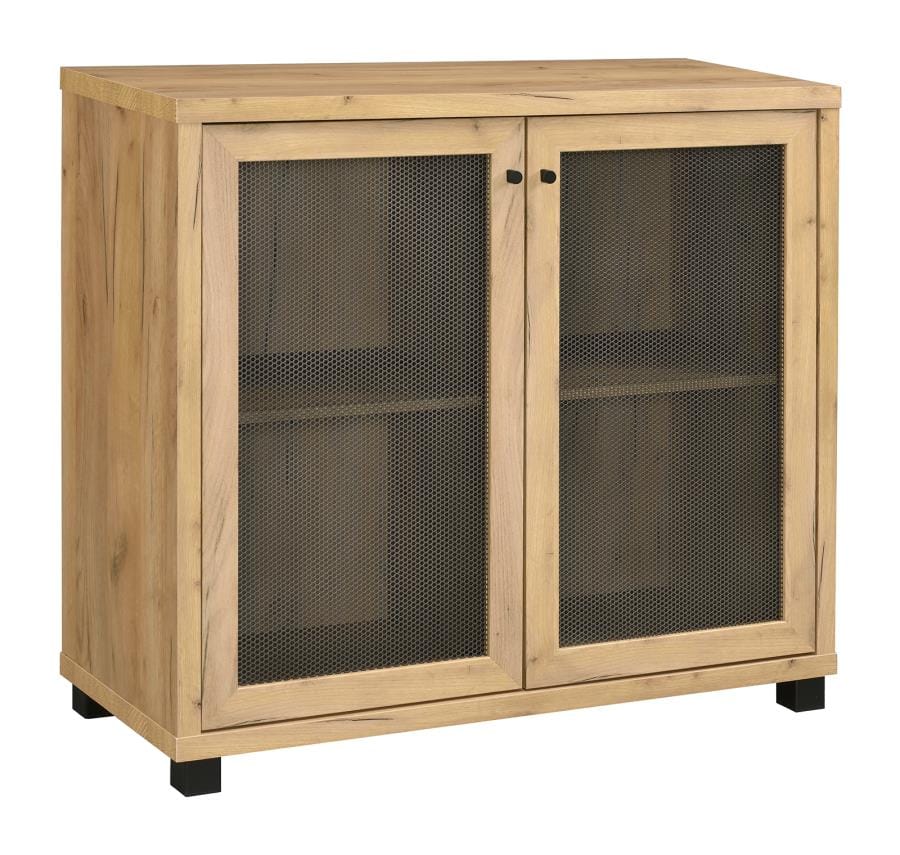 McHale Accent Cabinet with Two Mesh Doors Golden Oak